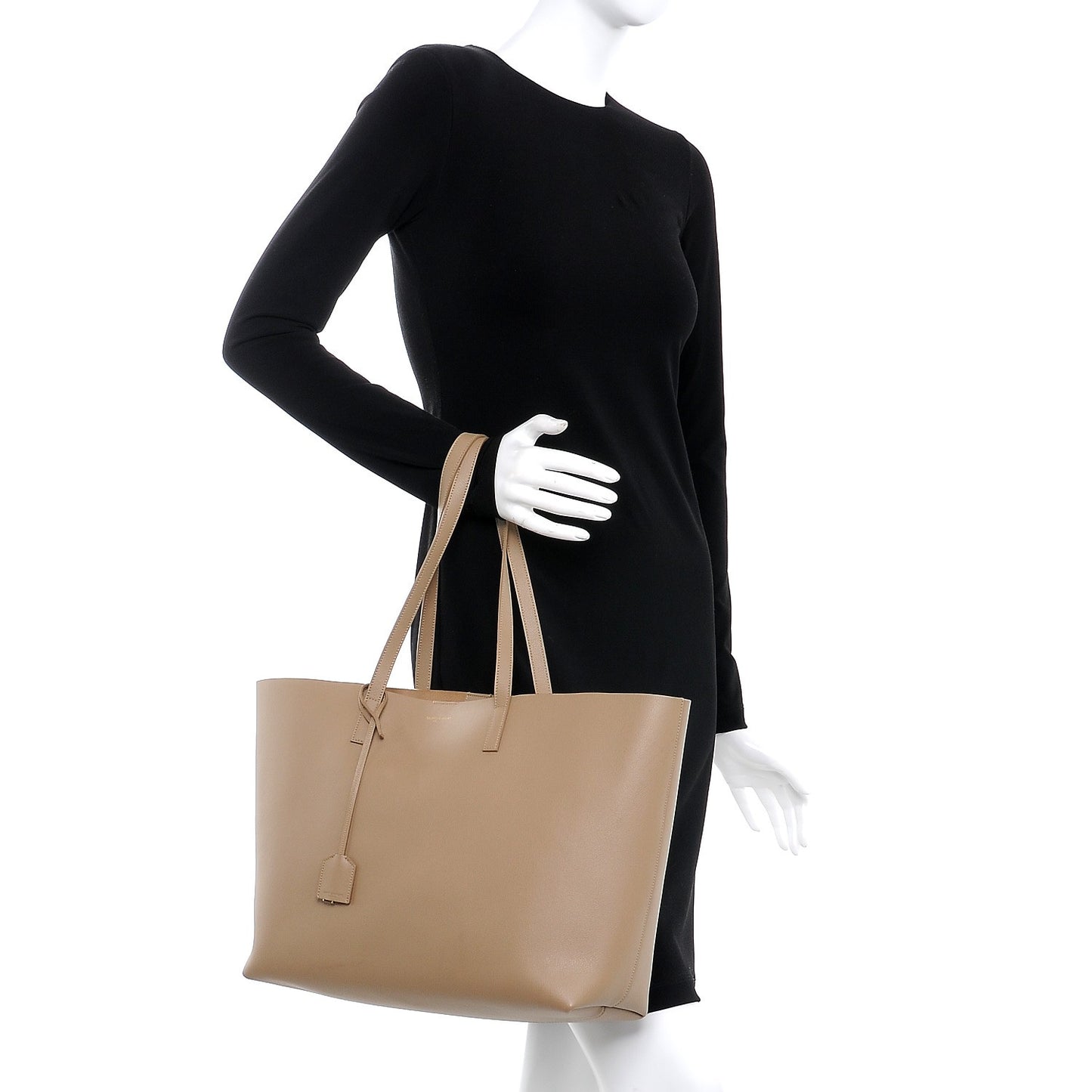 Calfskin Large Shopping Tote Dark Beige