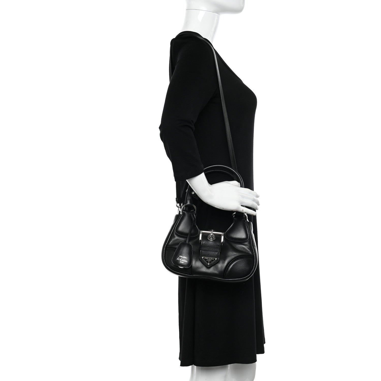 Prada Nappa Soft Padded Re-Edition 2002 Moon Bag Black 2 of 9