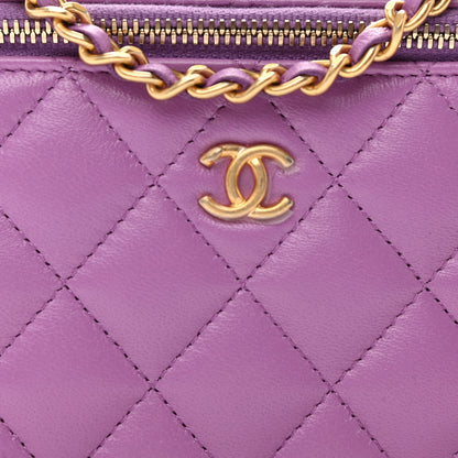 Chanel Lambskin Quilted Pearl Crush Small Vanity Case With Chain Purple 8 of 11