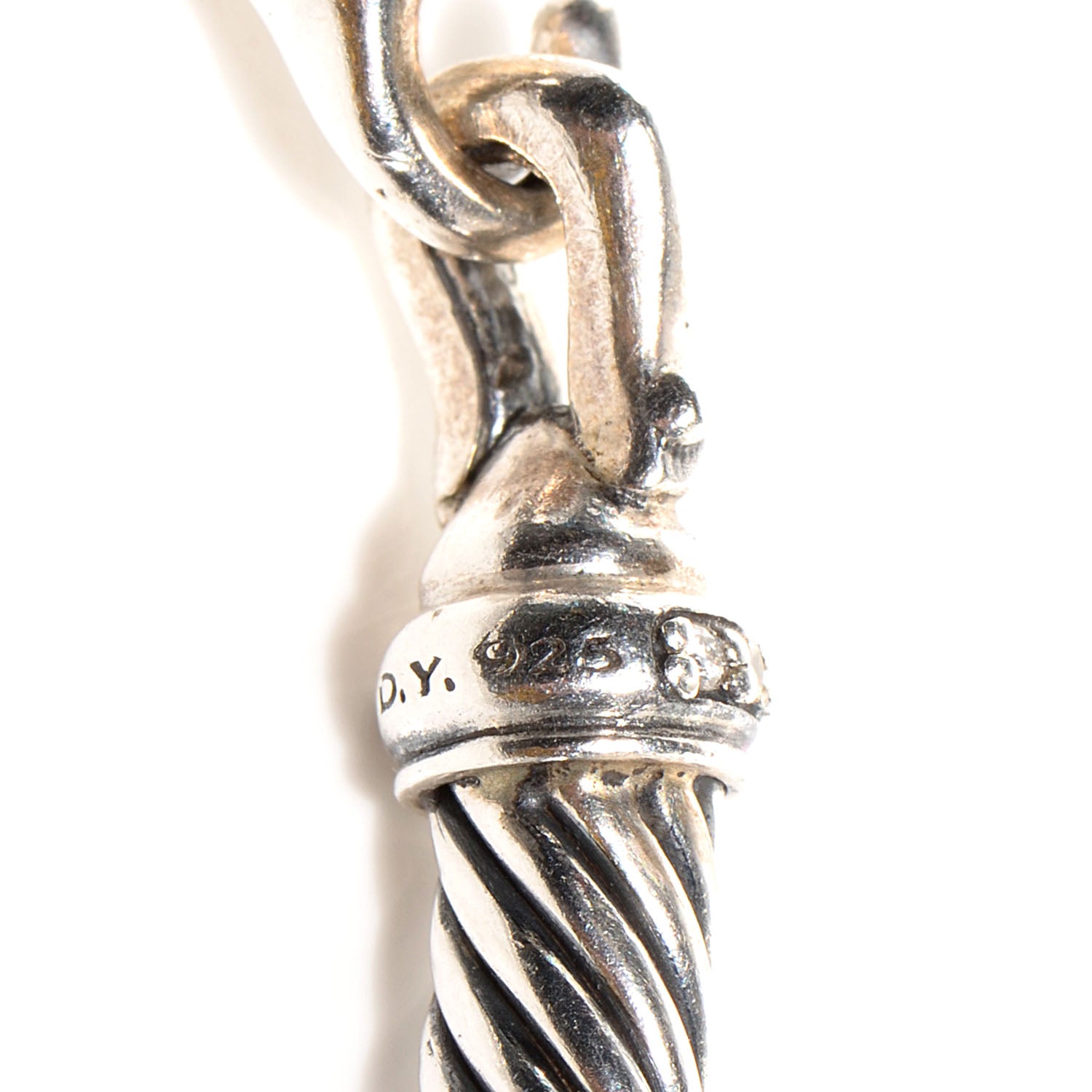 David Yurman Sterling Silver Diamond 5mm Cable Buckle Bracelet 10 of 16