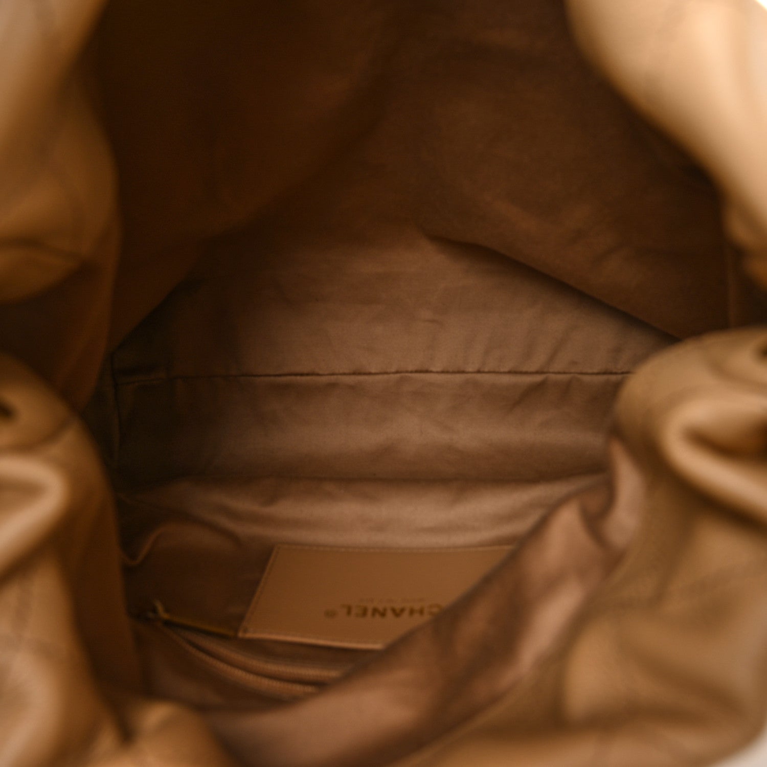 Chanel Calfskin Quilted Small Maxi Hobo Beige 5 of 10