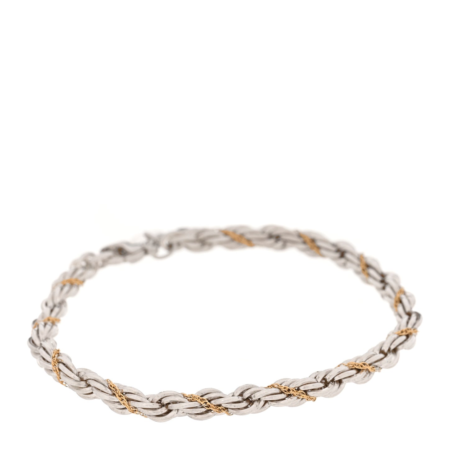 Sterling Silver 18K Yellow Gold Rope Chain Bracelet