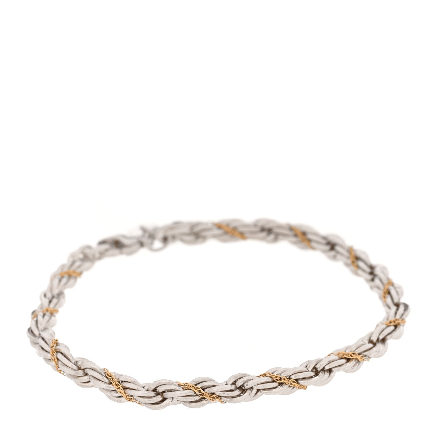 Tiffany Sterling Silver 18K Yellow Gold Rope Chain Bracelet 1 of 4