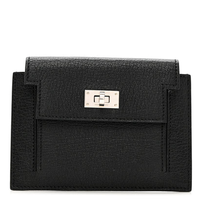 Hermes Chevre Mysore Kelly Pocket Compact Wallet Black 1 of 8
