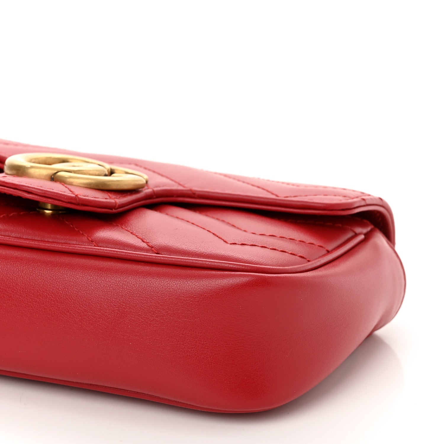 Gucci Calfskin Matelasse Super Mini GG Marmont Shoulder Bag Hibiscus Red 10 of 10