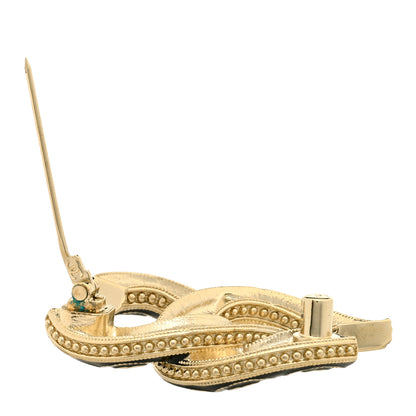 Chanel Enamel CC Brooch Black Gold 3 of 4