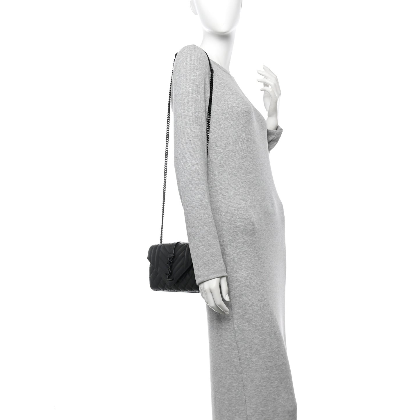 Grain De Poudre Textured Mixed Matelasse Triquilt Small Monogram Monochrome Satchel Black