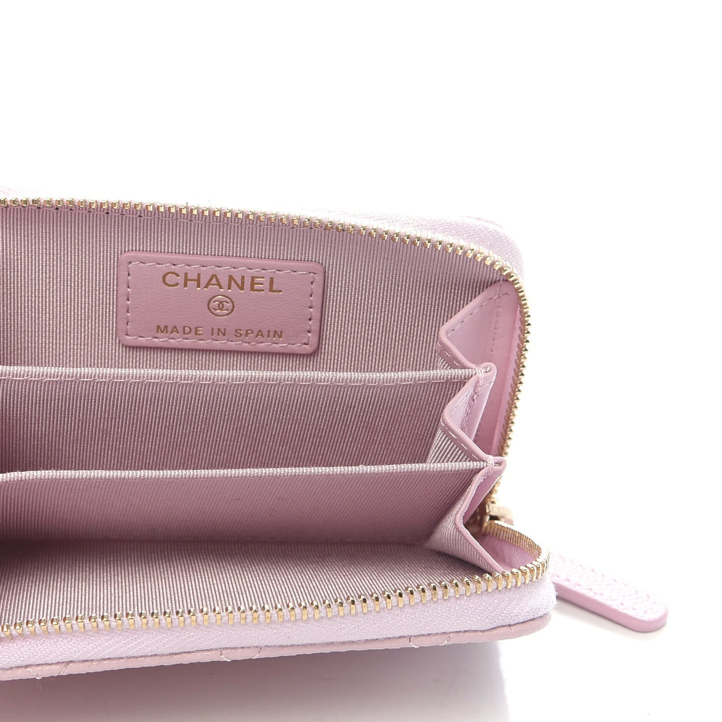 Caviar Quilted Zip Coin Purse Light Pink
