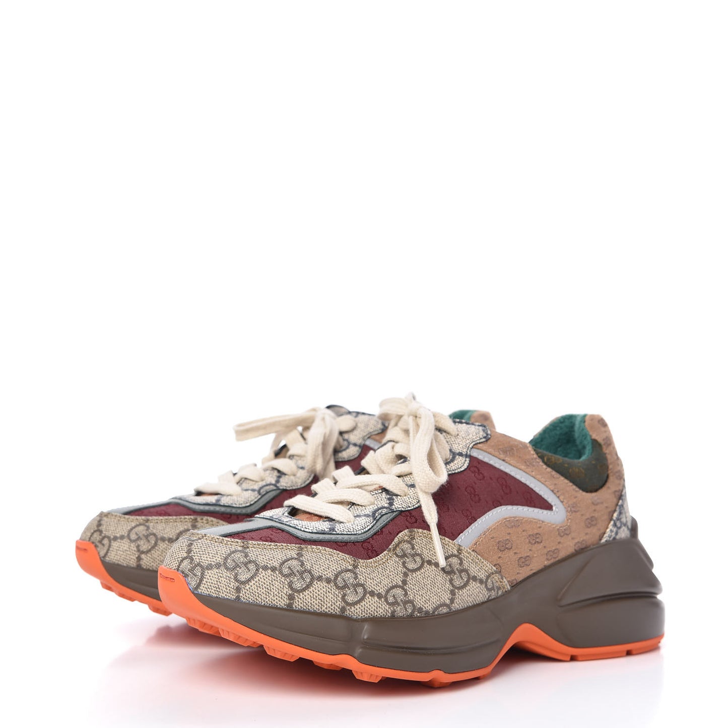 GG Supreme Monogram Mix Monogram Womens Rhyton Sneakers 36.5 Bordeaux Beige Ebony
