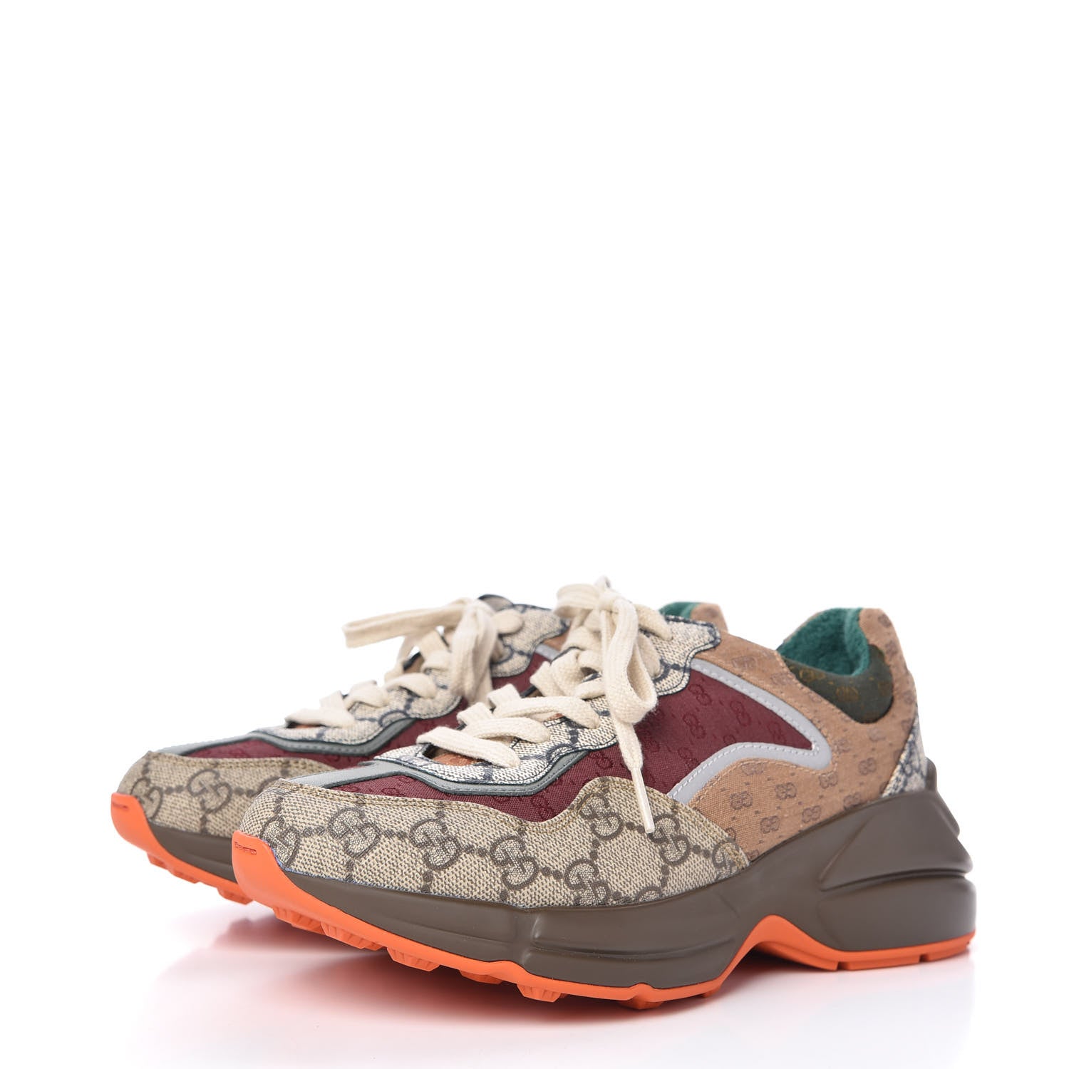 Gucci GG Supreme Monogram Mix Monogram Womens Rhyton Sneakers 36.5 Bordeaux Beige Ebony 3 of 8