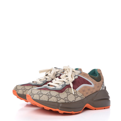 Gucci GG Supreme Monogram Mix Monogram Womens Rhyton Sneakers 36.5 Bordeaux Beige Ebony 3 of 8