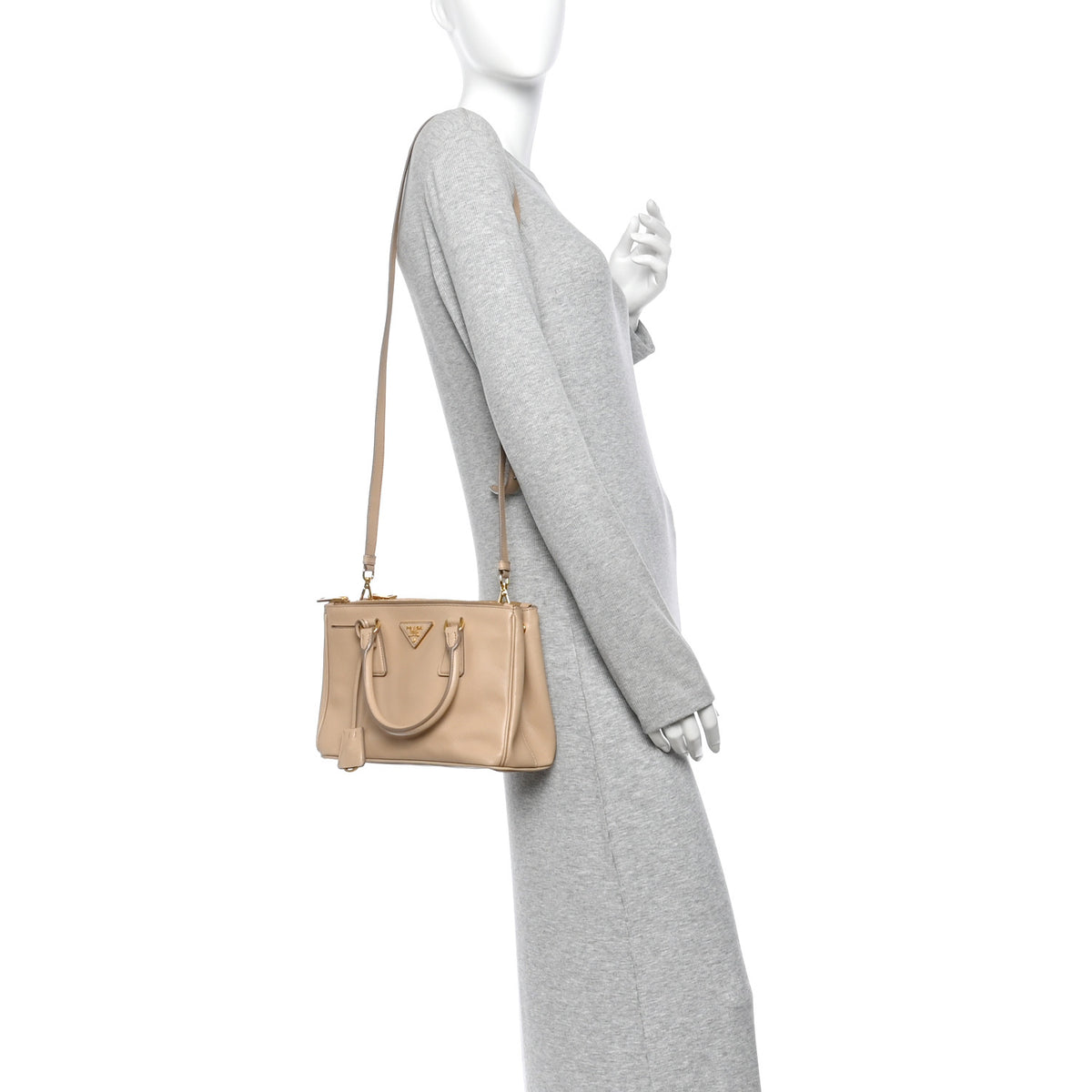 Saffiano Mini Galleria Double Zip Tote Cammeo