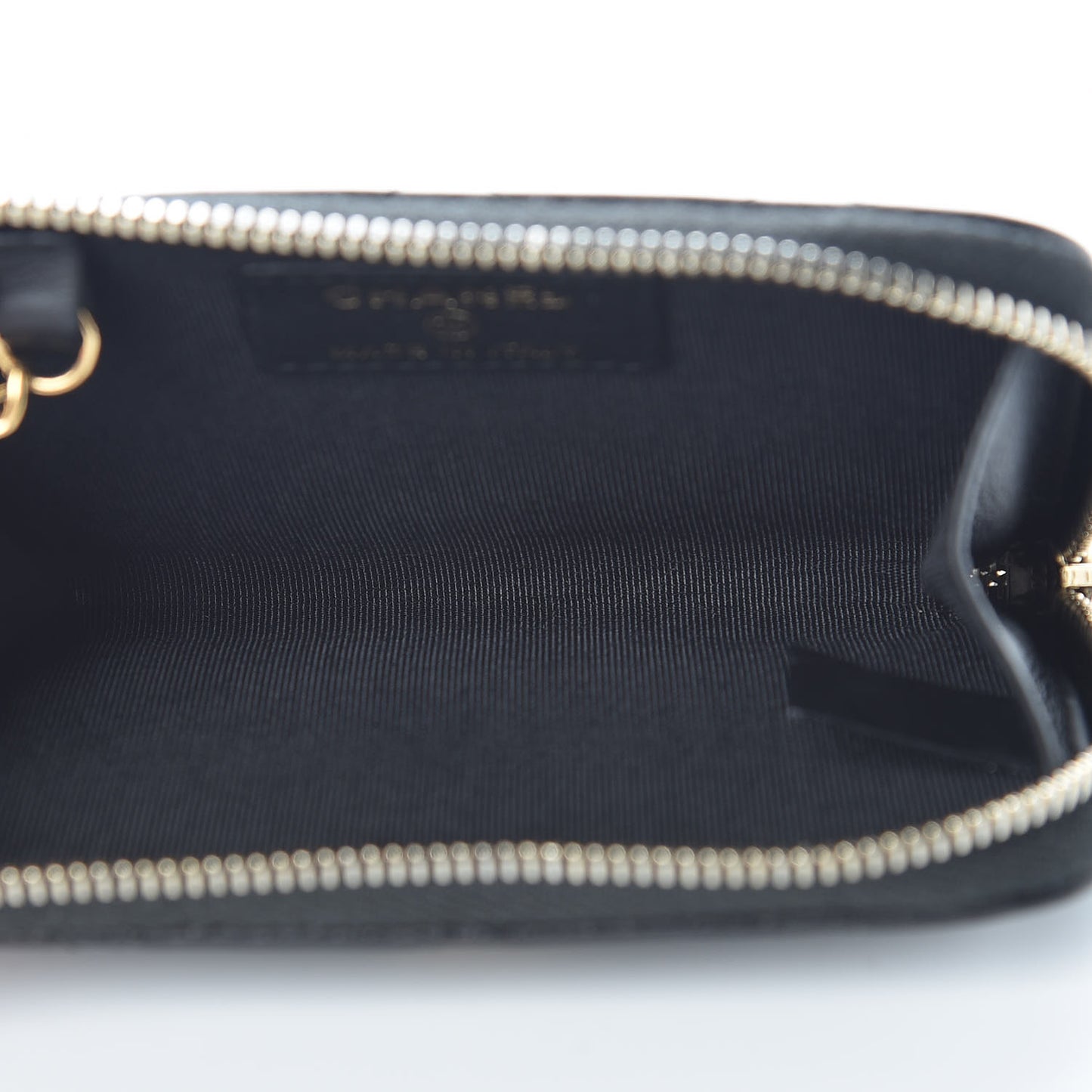 Letter Calfskin Embossed Quilted Key Holder Case Black