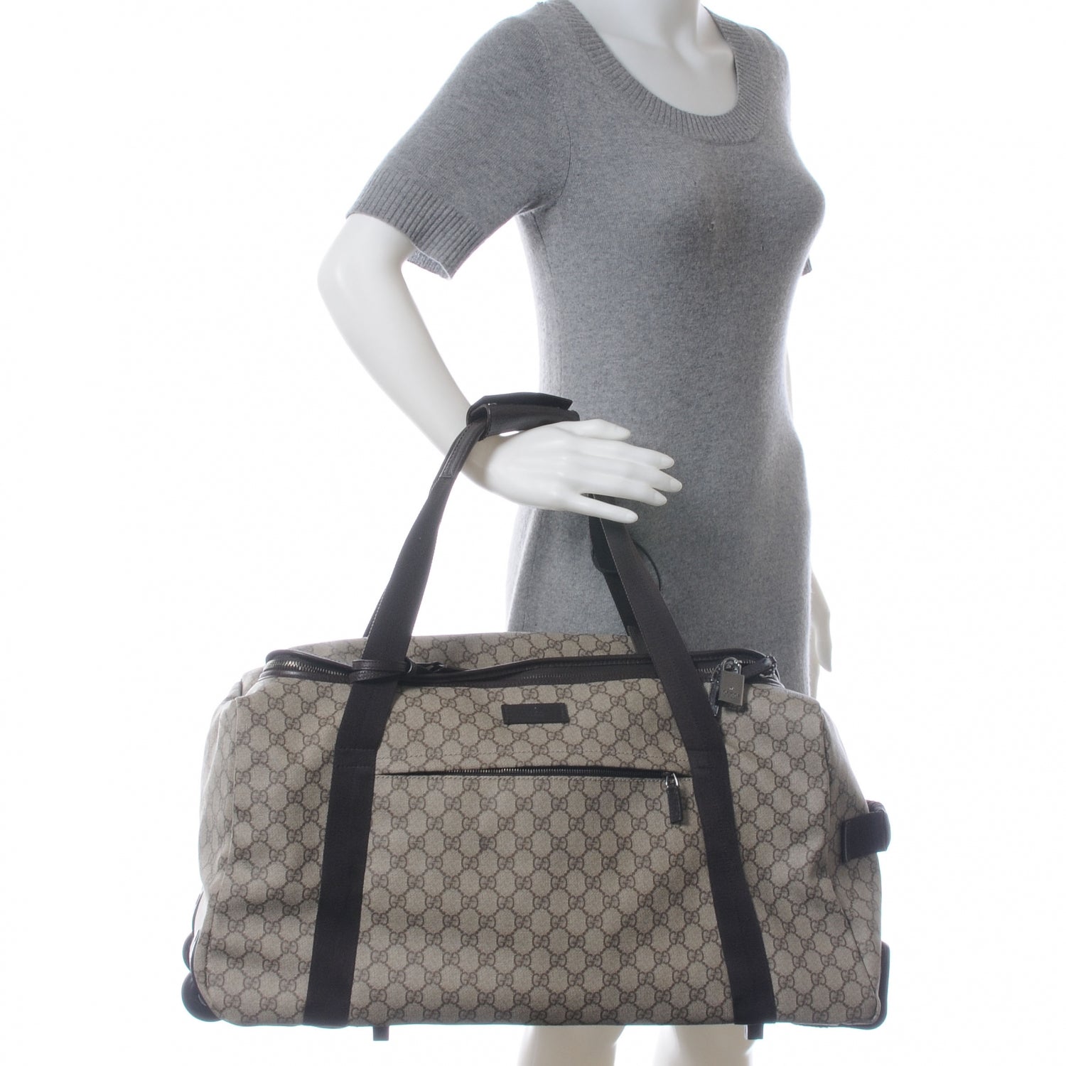 Gucci GG Plus Monogram Medium Carry On Duffle Trolley Brown 2 of 7