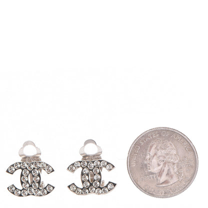 Chanel Crystal CC Clip On Earrings Silver 2 of 4