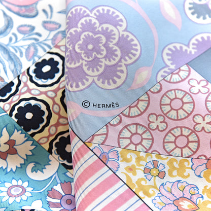 Hermes Silk L'Art du Sarasa Scarf 90 Rose Pale Gris Perle Mauve 5 of 7