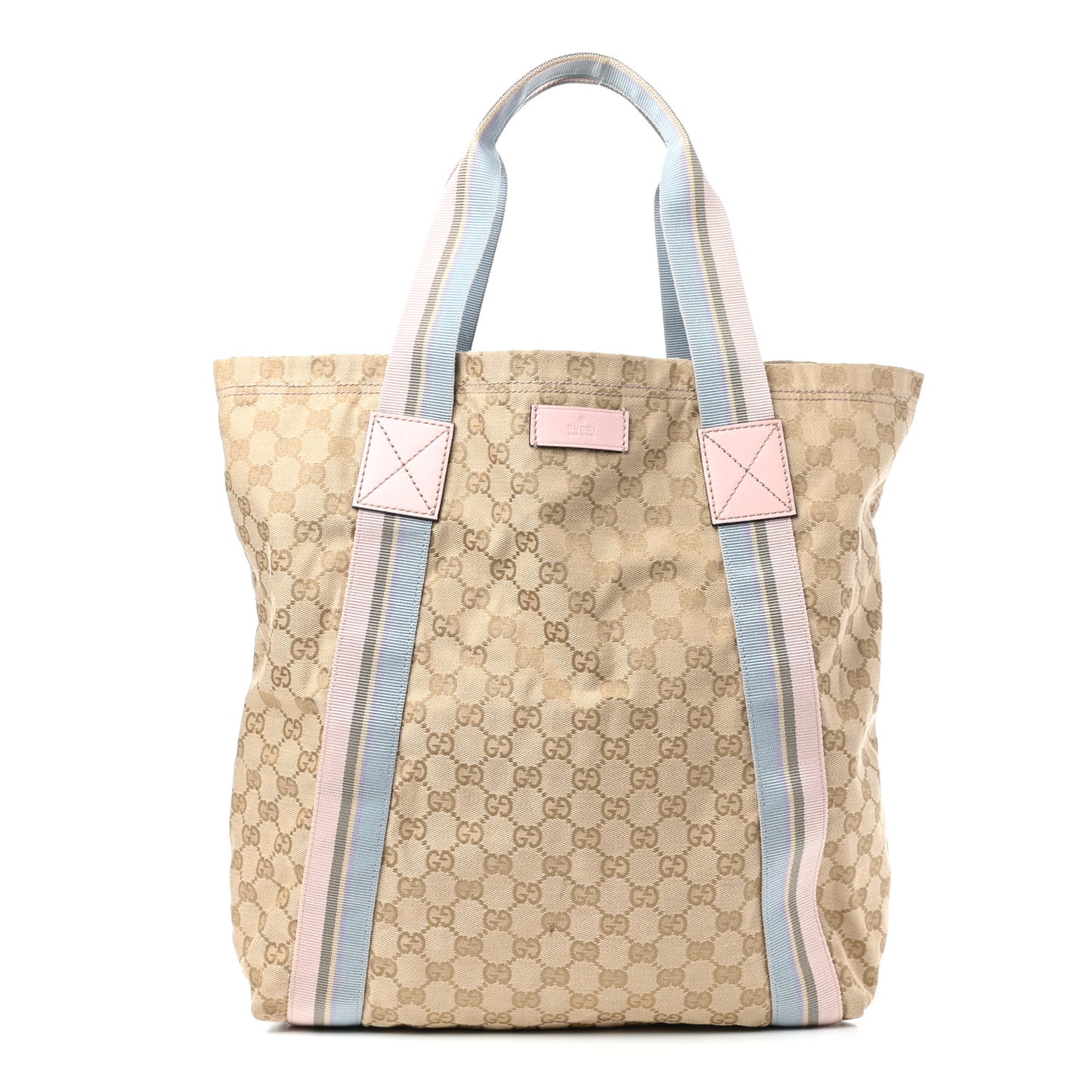 GG Monogram Medium Web Handle Vertical Tote Pink Blue