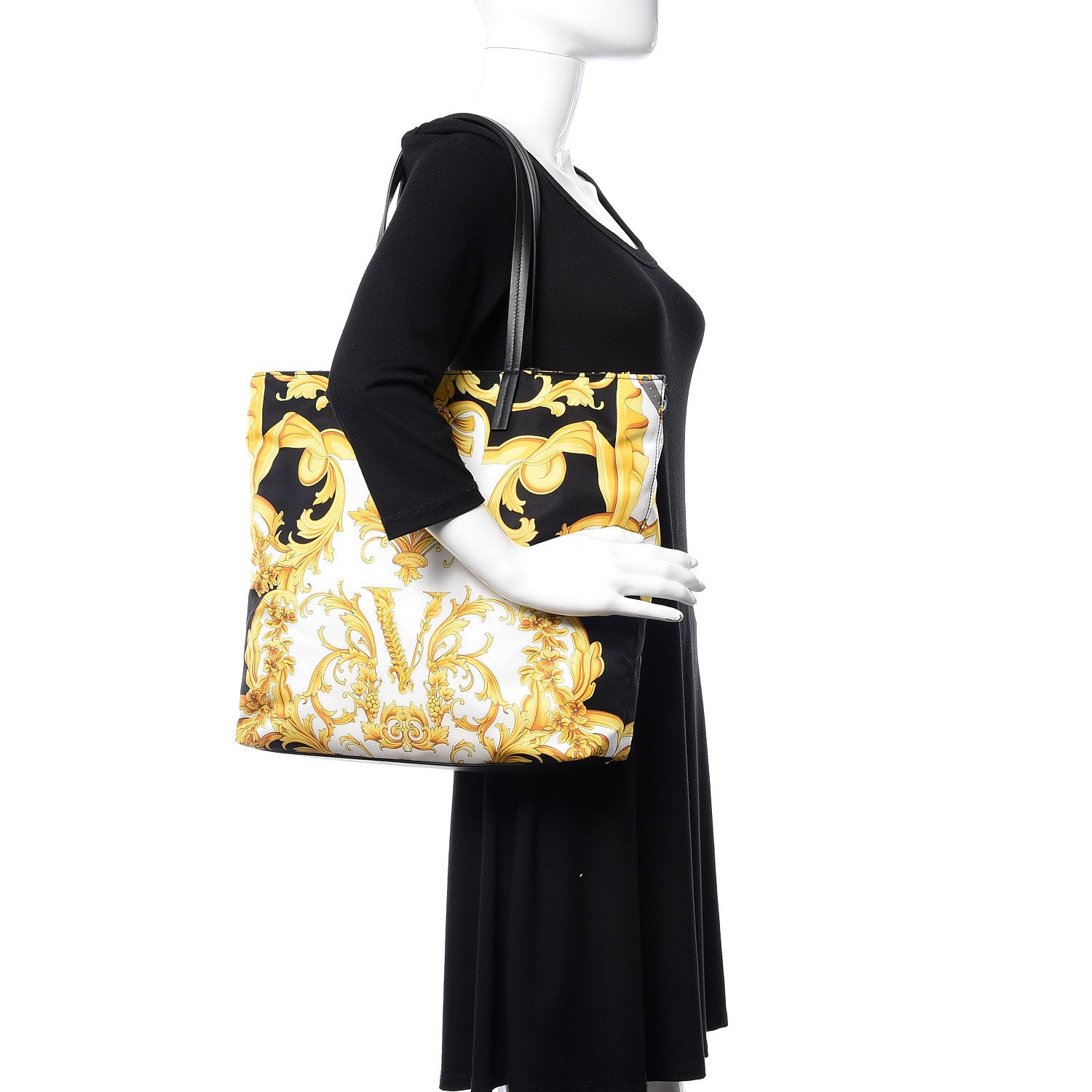 Versace Nylon Baroque Print Tote Black 2 of 9