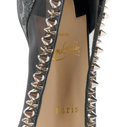 Christian Louboutin Glitter Fabric Mesh Spikes Galativi Flats 37 Black 7 of 9