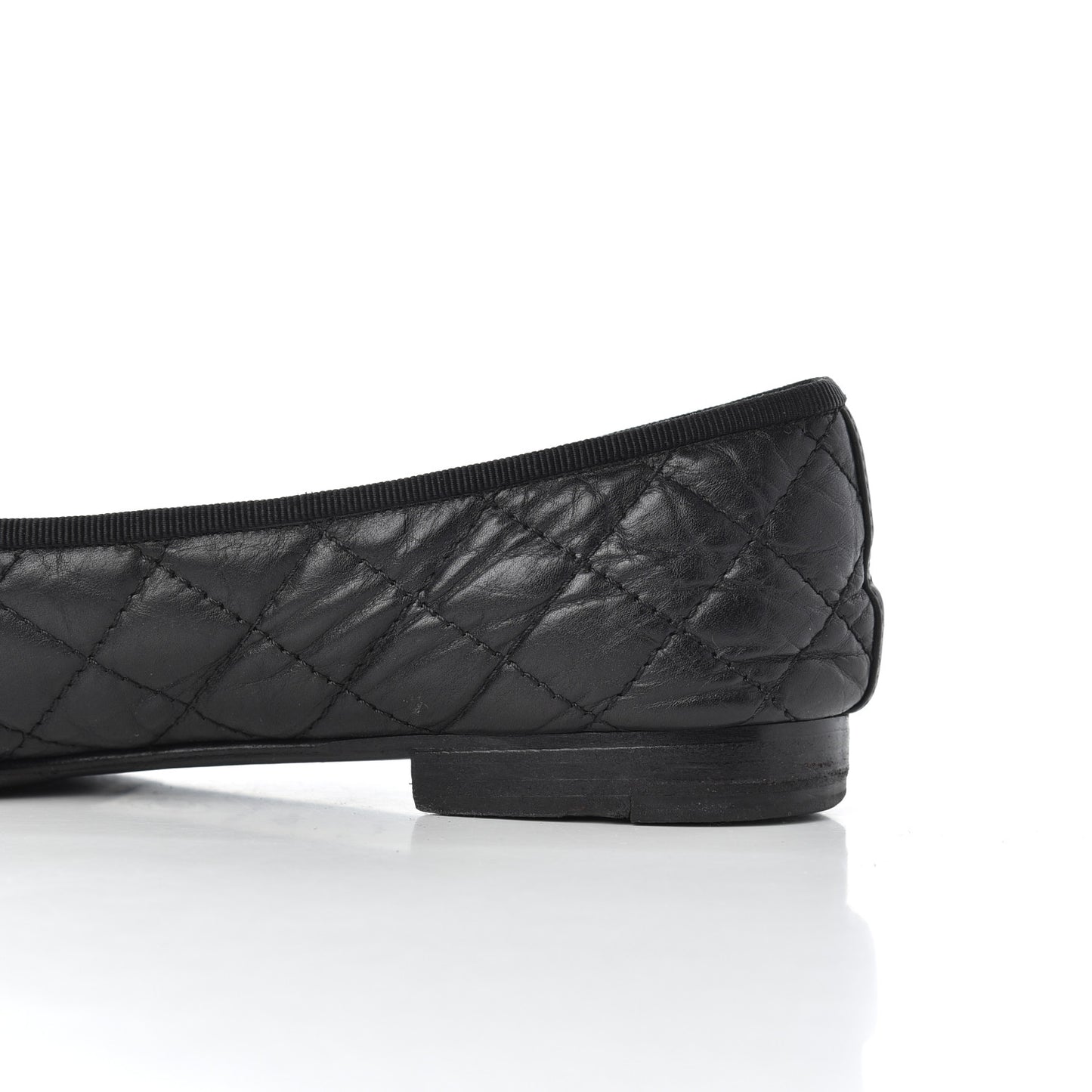 Aged Calfskin Quilted CC Cap Toe Ballerina Flats 39.5 Black