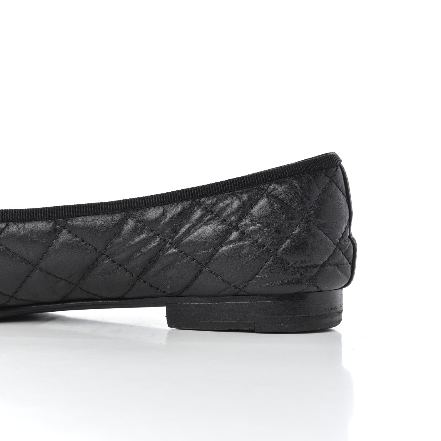Chanel Aged Calfskin Quilted CC Cap Toe Ballerina Flats 39.5 Black 20 of 21