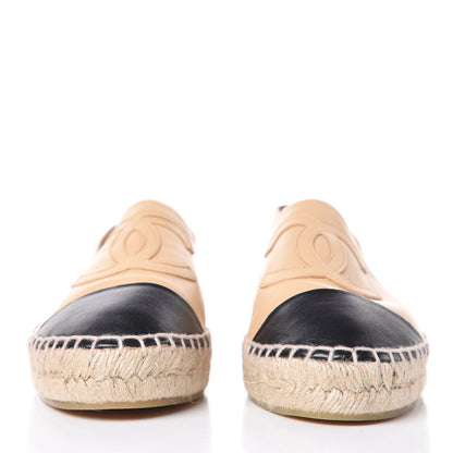 Chanel Lambskin CC Espadrilles 39 Beige Black 2 of 12