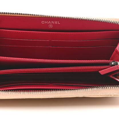 Chanel Aged Calfskin Quilted Large Gabrielle Zip Around Wallet Beige Black 5 of 8