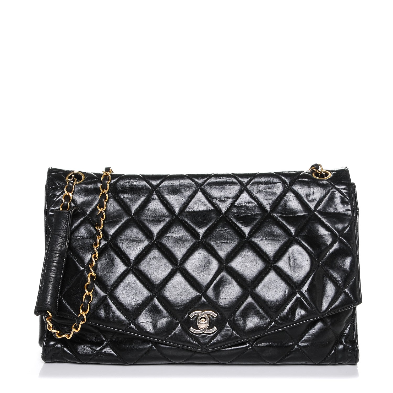 Chanel Lambskin Quilted Large Shoulder Flap Bag Black 2 of 10