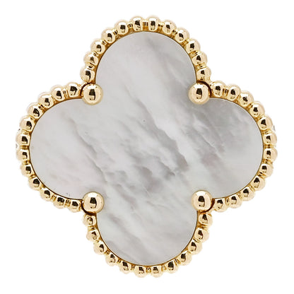 Van Cleef & Arpels 18K Yellow Gold Mother of Pearl Magic Alhambra Ring 52 6 1 of 7