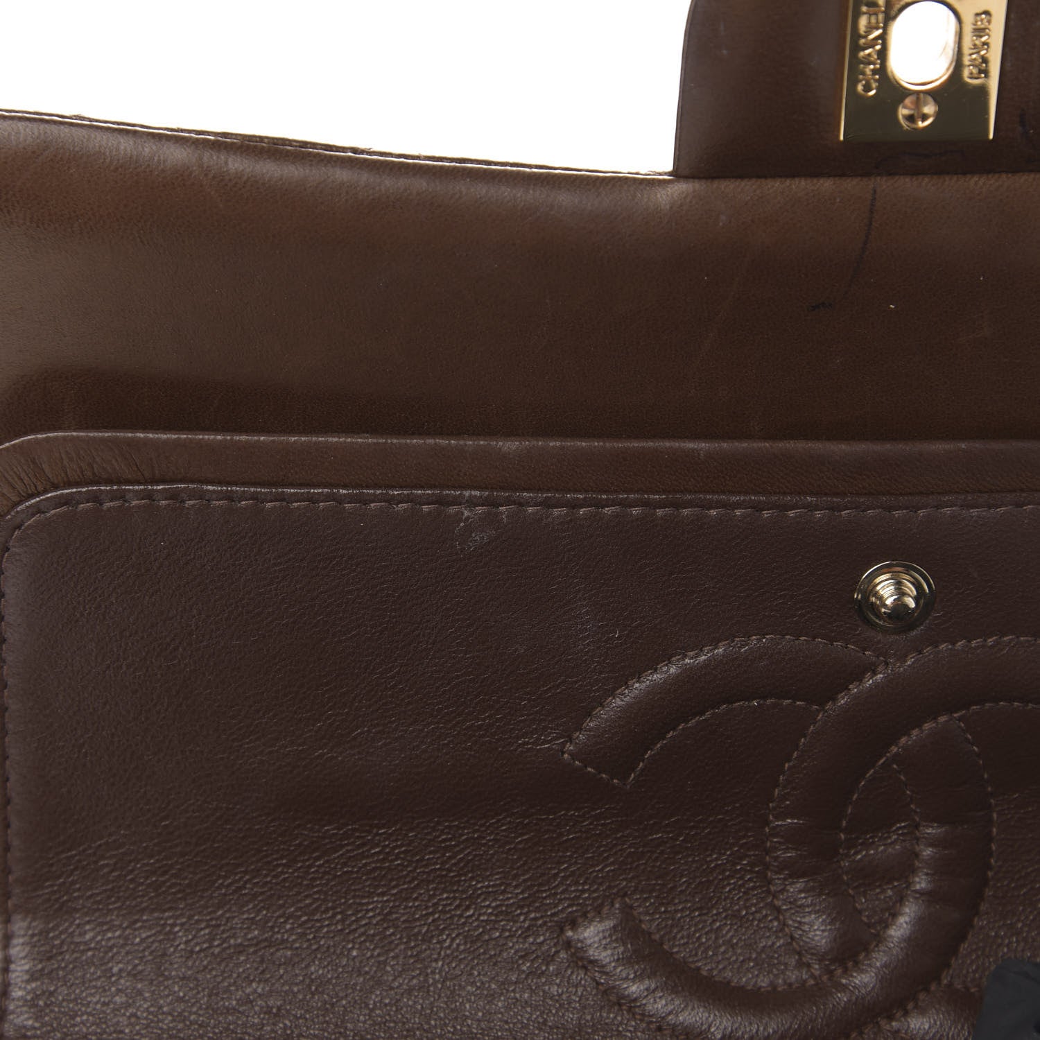 Chanel Lambskin Quilted Medium Double Flap Dark Brown 9 of 16