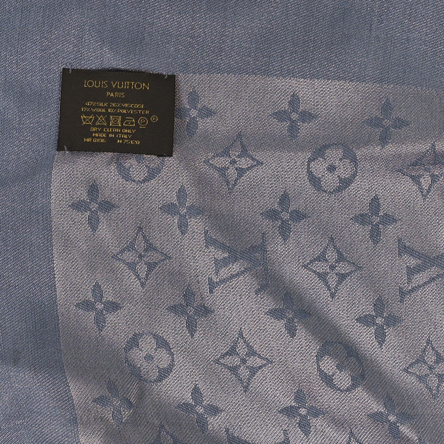 Louis Vuitton Silk Lurex Wool Monogram Shine Shawl Charcoal Grey 3 of 3