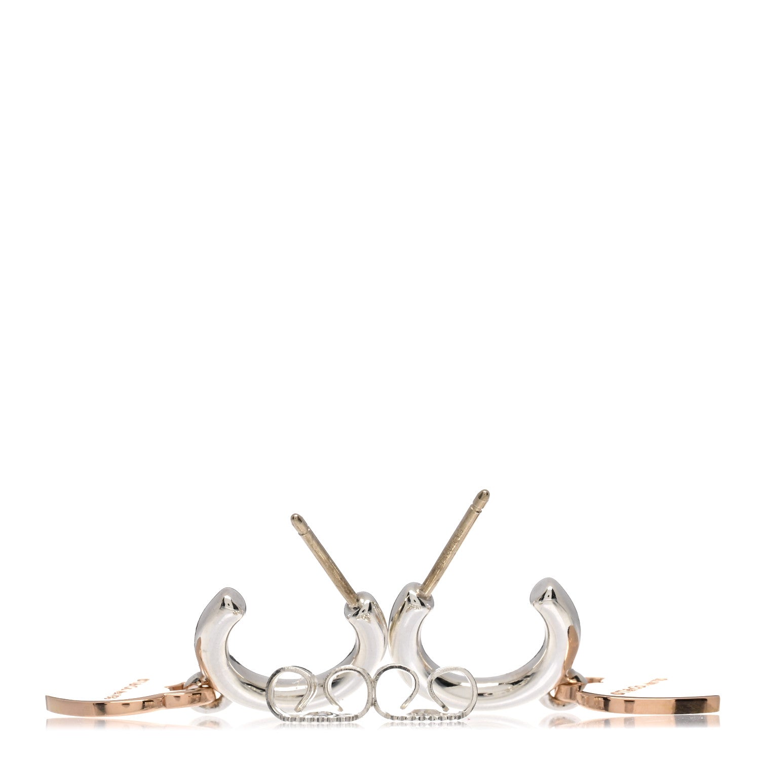 Tiffany Sterling Silver 18K Rose Gold Mini Return To Tiffany Heart Hoop Earrings 3 of 5