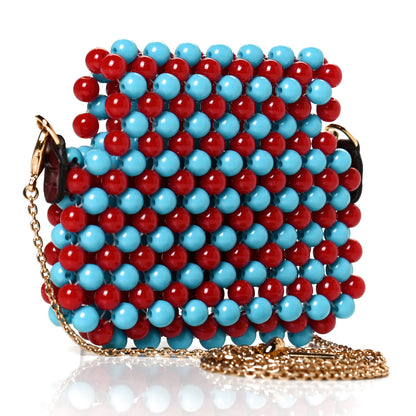 Fendi Glass Beaded Mini Pico Baguette Charm Red Blue 3 of 10