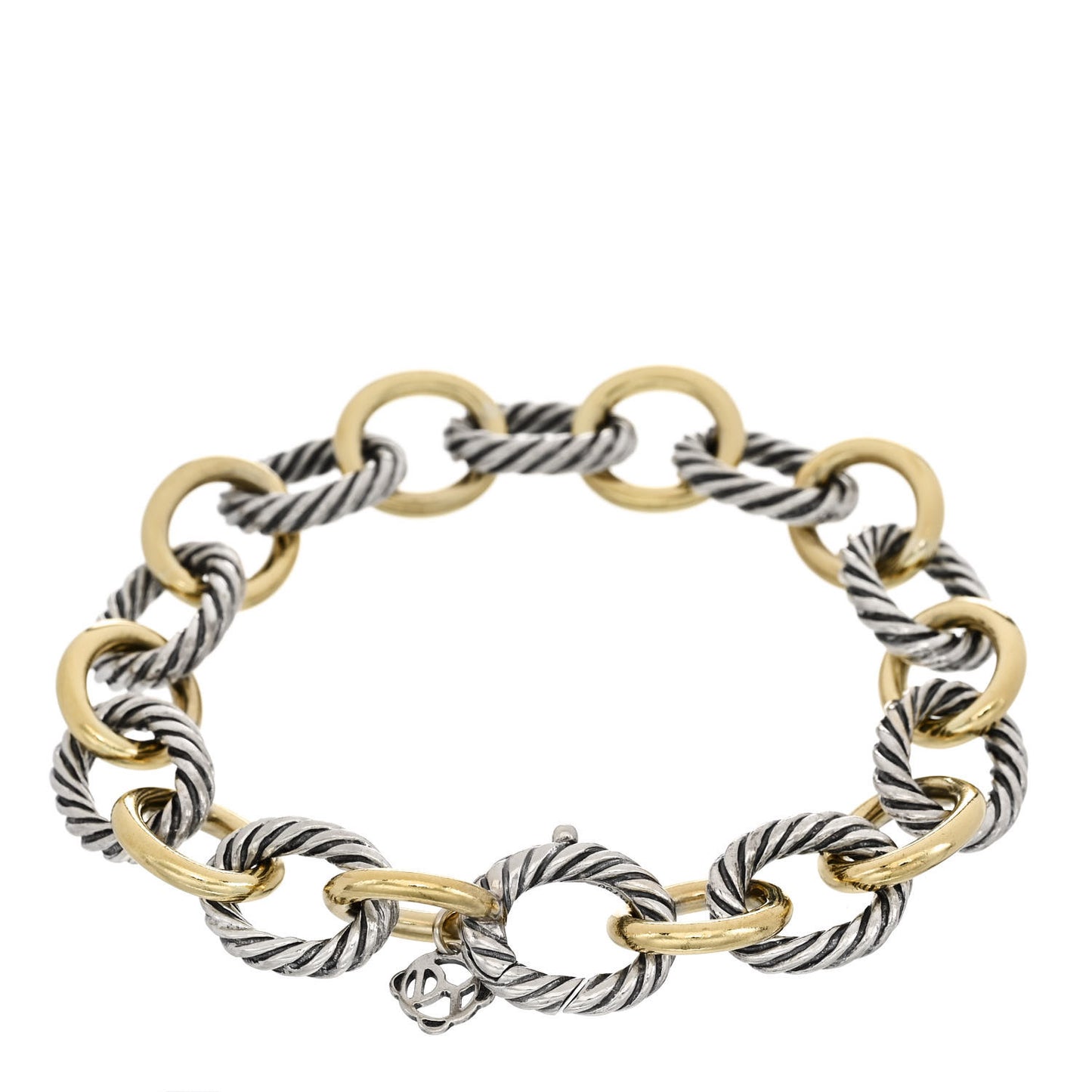 Sterling Silver 18K Yellow Gold 12mm Large Oval Link Bracelet