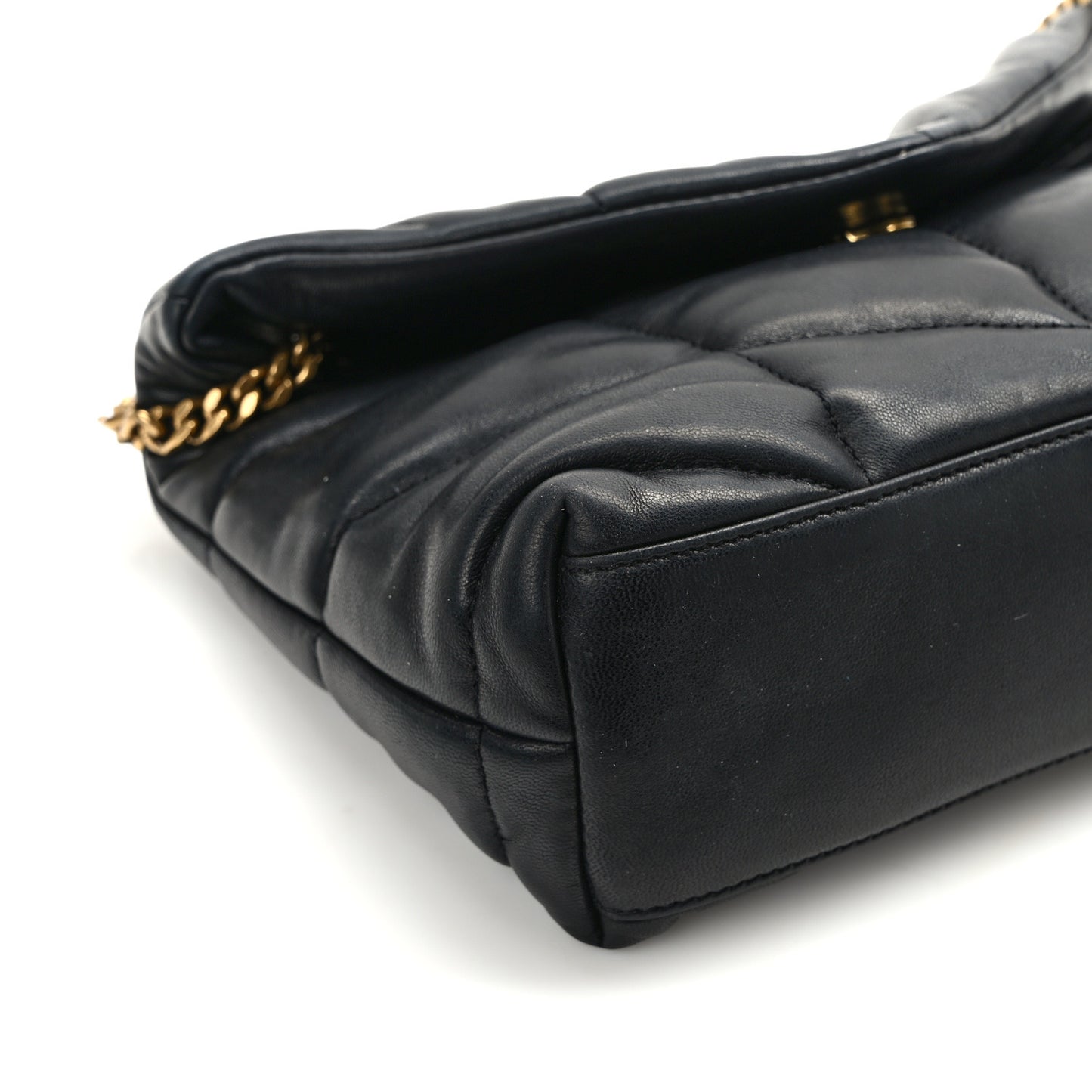 Lambskin Quilted Toy Loulou Puffer Monogram Chain Satchel Black