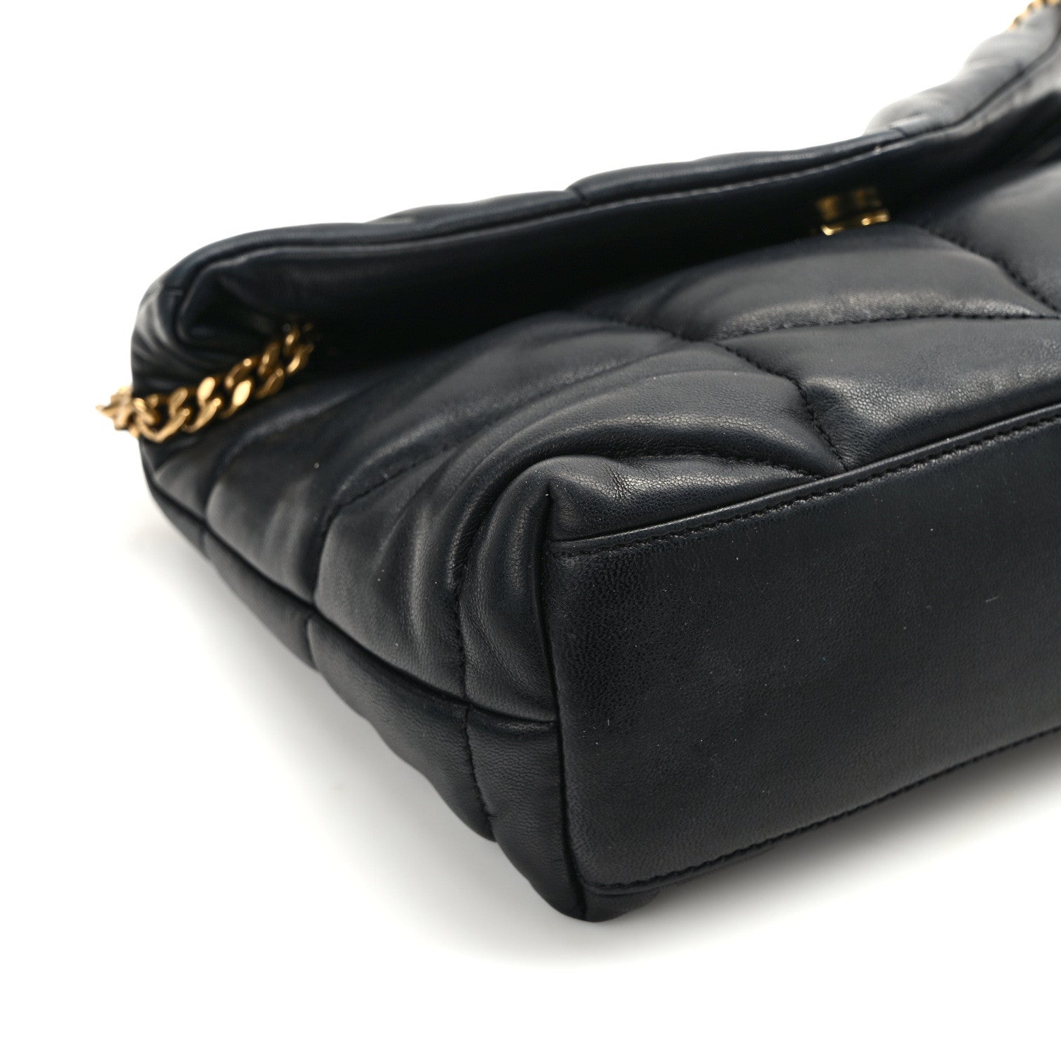 Saint Laurent Lambskin Quilted Toy Loulou Puffer Monogram Chain Satchel Black 9 of 12