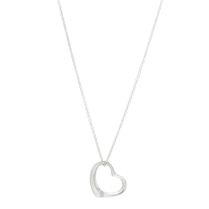 Tiffany Sterling Silver 22mm Elsa Peretti Open Heart Pendant Necklace 1 of 3