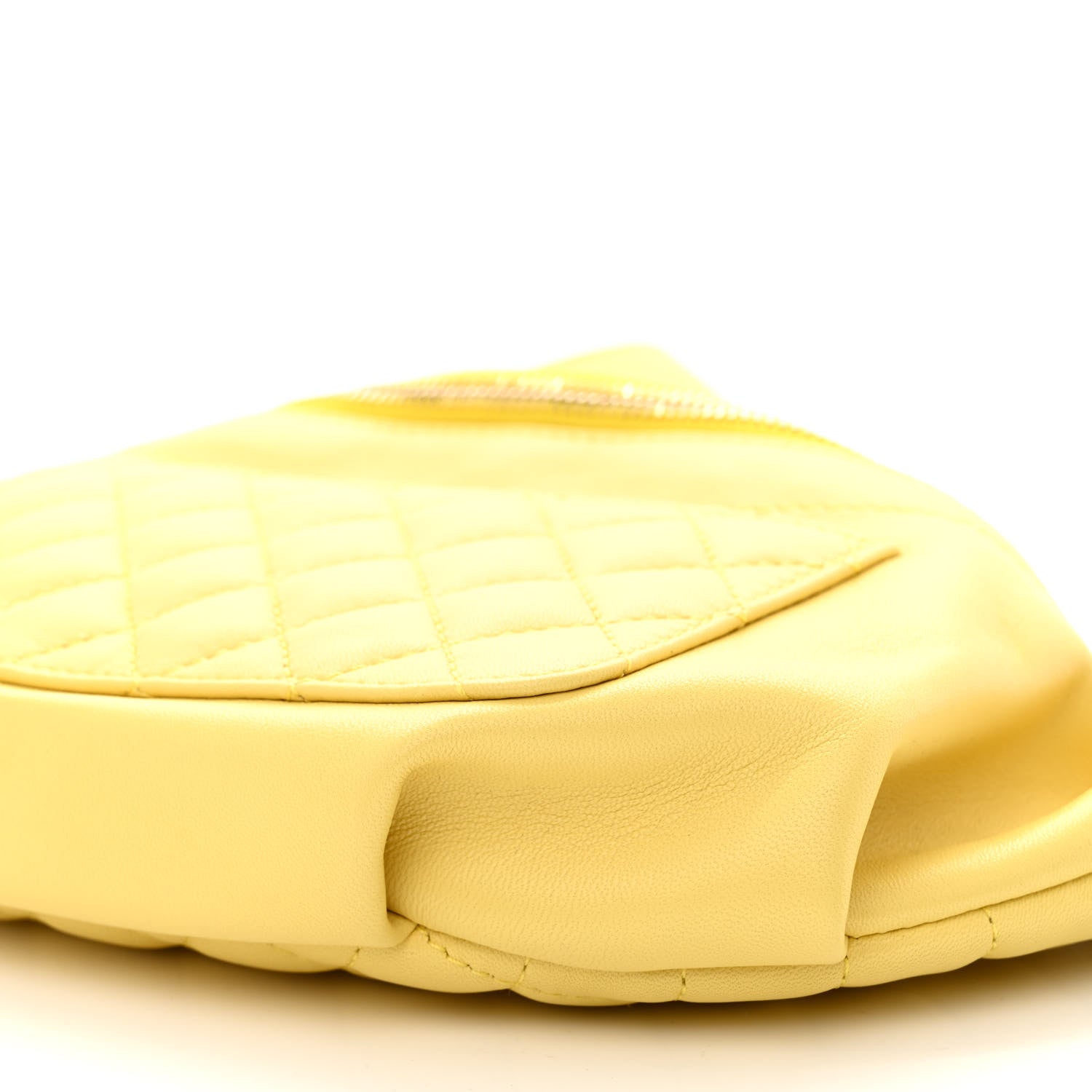 Chanel Crumpled Glazed Lambskin Quilted Waist Bag Fanny Pack Yellow 11 of 12