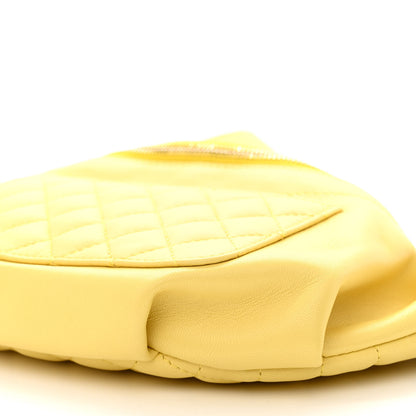 Chanel Crumpled Glazed Lambskin Quilted Waist Bag Fanny Pack Yellow 11 of 12