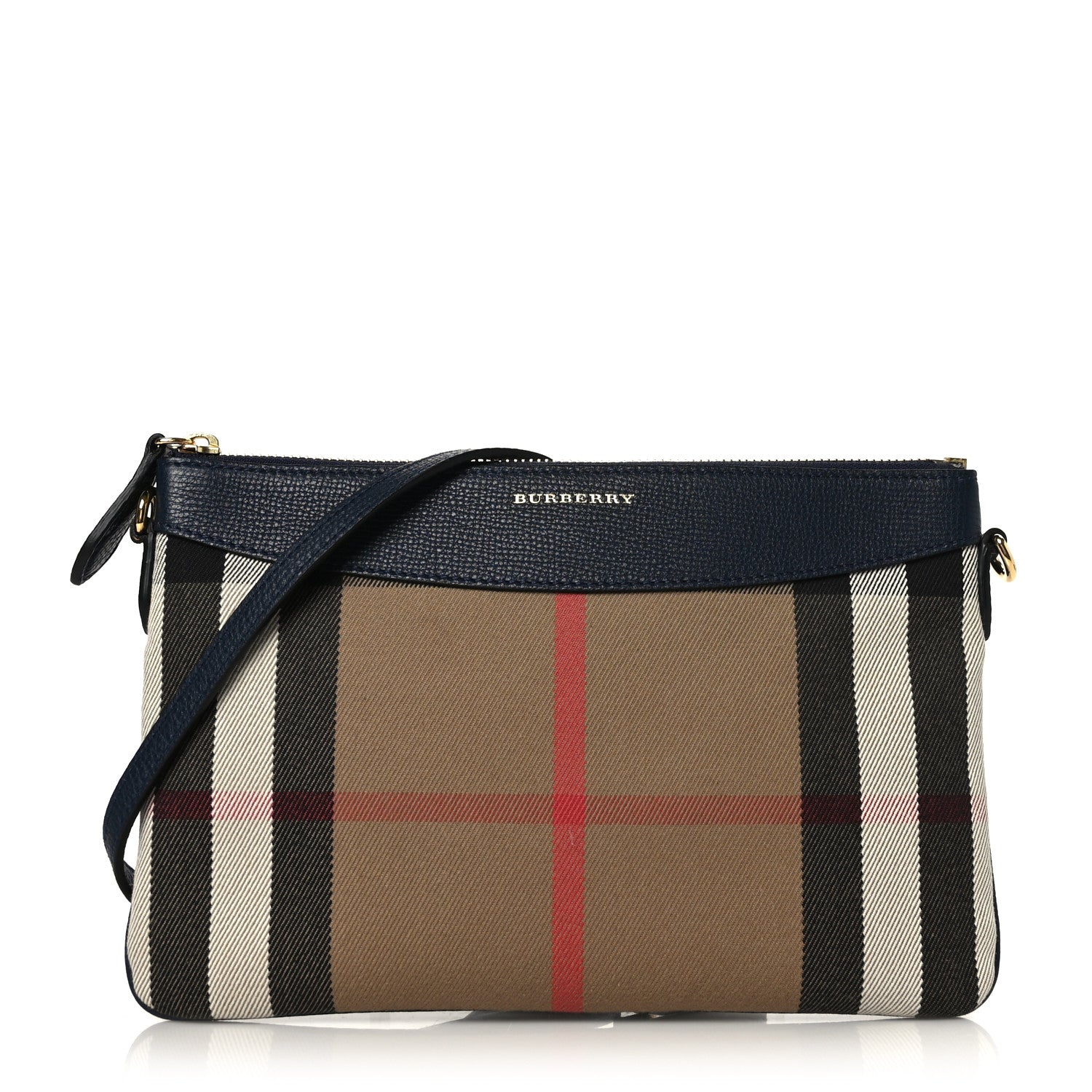 Burberry House Check Derby Peyton Crossbody Clutch Bag Navy 1 of 8