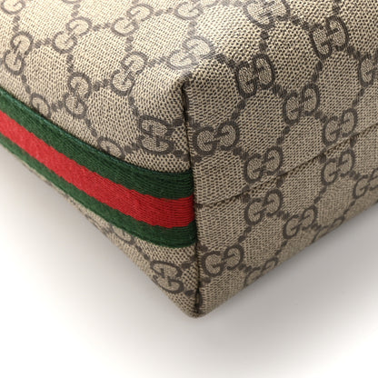 Gucci GG Supreme Monogram Textured Calfskin Web Super Mini Ophidia Shoulder Bag Beige Ebony New Acero 9 of 10