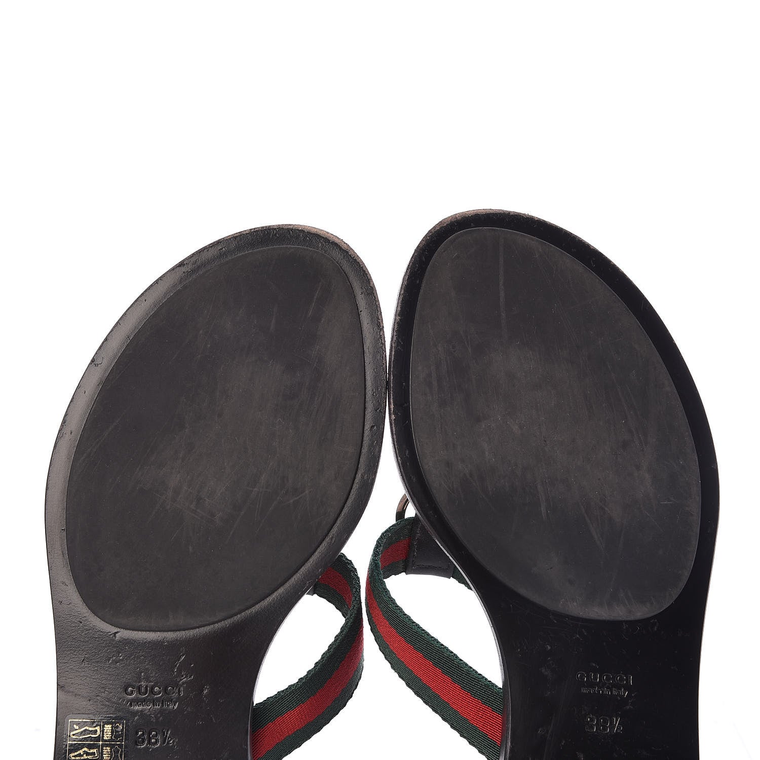 Gucci Nylon Guccissima Web Womens Thong Sandals 38.5 Green Red Black 8 of 11