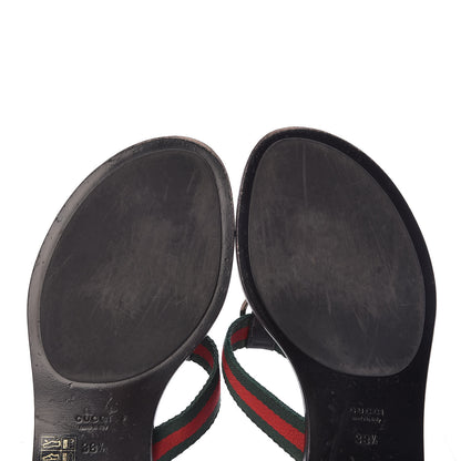 Gucci Nylon Guccissima Web Womens Thong Sandals 38.5 Green Red Black 8 of 11
