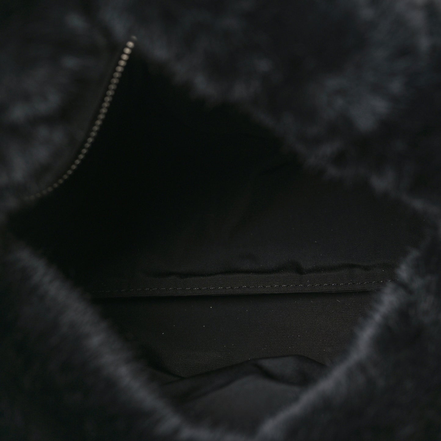 Faux Fur Small Scrunchie Bag Black