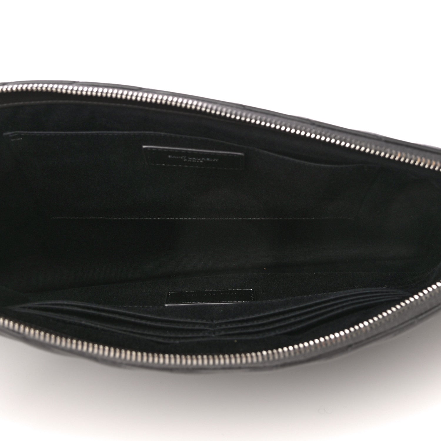 Saint Laurent Calfskin Matelasse Chevron Cassandre Monogram Document Holder Coal 4 of 8