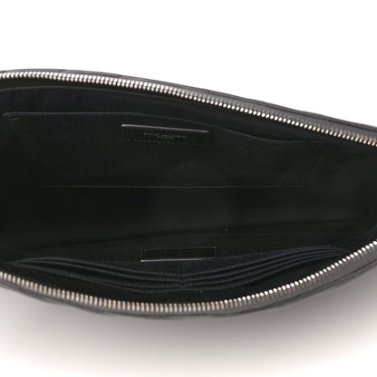 Saint Laurent Calfskin Matelasse Chevron Cassandre Monogram Document Holder Coal 4 of 8