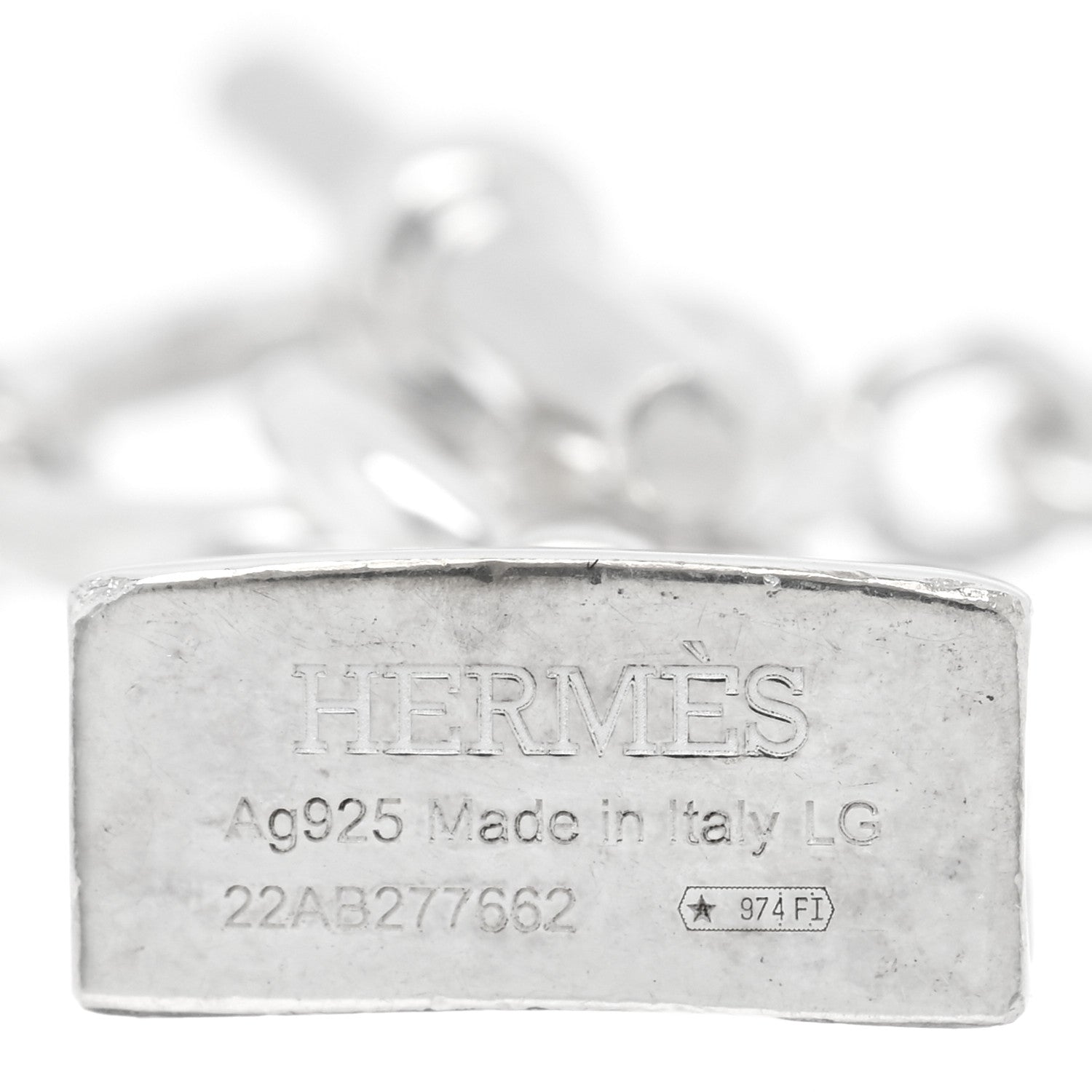 Hermes Sterling Silver Kelly Amulettes Bracelet LG 3 of 4