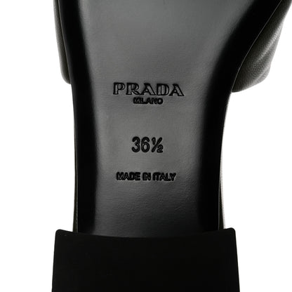 Prada Nappa Logo Quilted 10mm Slide Sandals 36.5 Militare 7 of 8