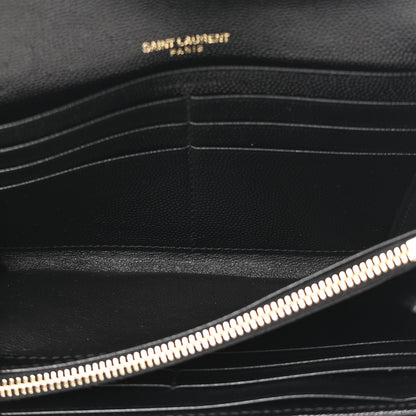 Saint Laurent Grain De Poudre Matelasse Chevron Monogram Flap Wallet Black 5 of 10