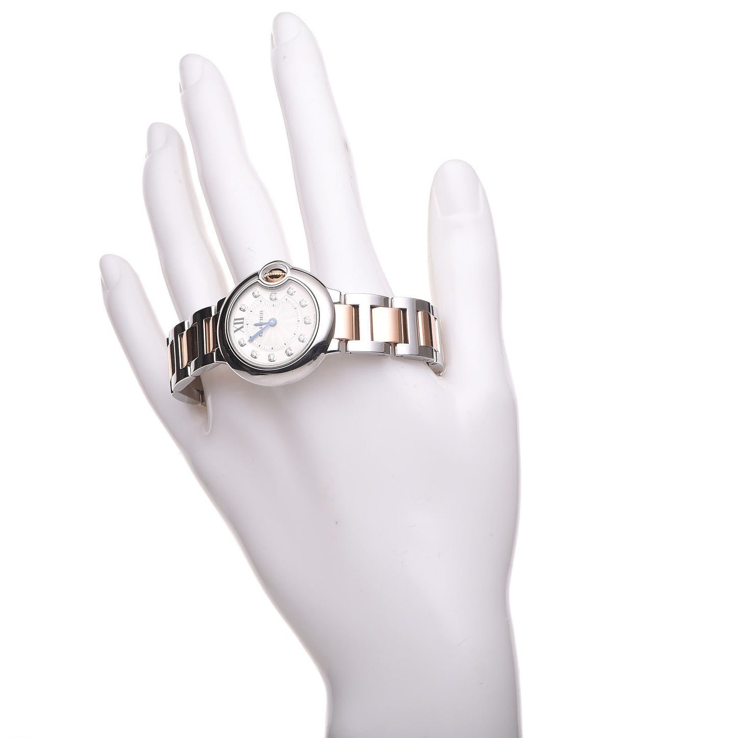 Stainless Steel 18K Pink Gold Diamond 28mm Ballon Bleu De Quartz Watch
